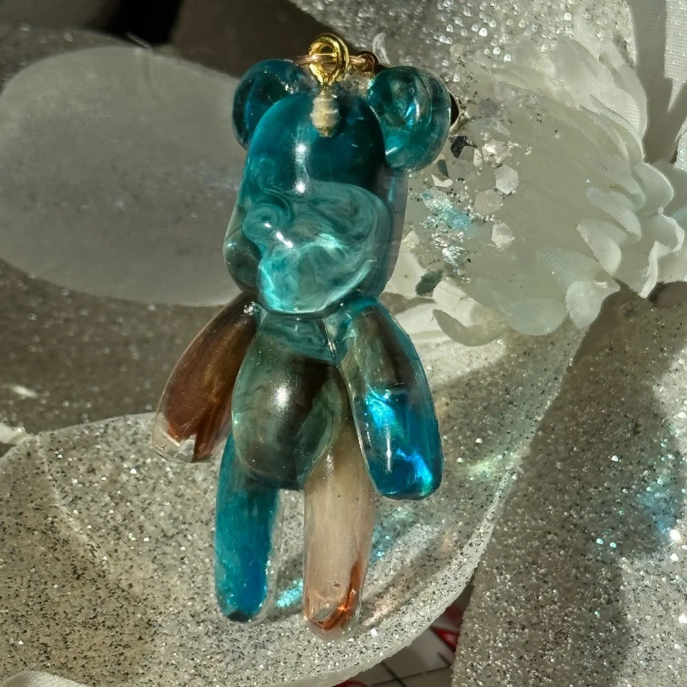 Blue and Brown Teddy Bear Pendant 2”